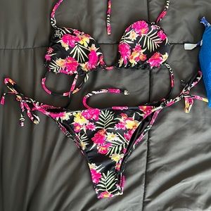 Black floral bikini